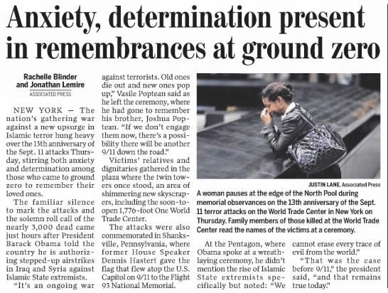 Anxiety, determination in remembrances at ground zero